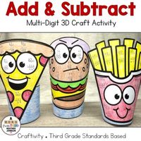 This math craft helps students practice multi-digit addition and subtraction (with and without regrouping). This activity requires students to review and practice their addition (and subtraction) skills. Students will color, cut, and glue/tape their work together to create a 3D standing ornament o...