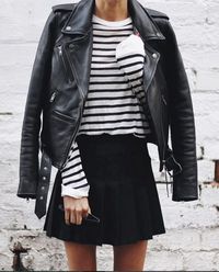 This outfit has been around for a few seasons now, and doesn't show signs of stopping! An A line black skirt with the sweater, a black collared shirt, black tights, and cargo boots. Or, wear it with stretch leggings or faux leather leggings with ankle b