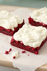 Red Velvet Brownies with White Chocolate Buttercream Frosting