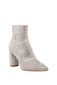 Dare to dazzle in these bold and brilliant booties! A classic almond toe silhouette gets a major revamp with allover iridescent crystal embellishment. From Blue by Betsey Johnson Synthetic Side zipper 3.25" heel Imported