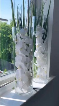 White Orchid Cylinder Vase Set Flower Arrangement Gift - Etsy