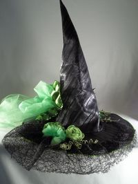 Witch Hat Made to Order Halloween Costume Accessory Cosplay Millinery Green Black