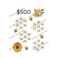 "500 Bee Savings. Save $500 when you feel in all the honeycombs. Happy Savings!! What you will get: ------------------------- This printable is 2 US Letter size 8.5\"x11\" pages. 1 of the challenge and 1 of an envelope to match. Printable PDF Instant Download file.  Colors may reflect differently from screen to print depending on computer and printer.  **This is an INSTANT DOWNLOAD and not a physical item** Items will be instantly downloadable once payment is confirmed. **If you would like a pri