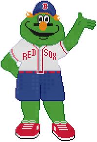 This is Wally!  He's the mascot for the Boston Red Sox Baseball team. 
This pattern comes printed on 2 pages which is 13 squares printed per inch of paper. 
This pattern is 100 x 150 Stitches (Squares) and uses only 7 colors!