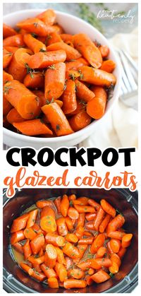 Crockpot Glazed Carrots Recipe- how to make glazed carrots in a slow cooker. Thanksgiving crockpot side dish recipe. Christmas brown sugar glazed carrots in the crock pot. Easy side dish to make for a crowd or party.