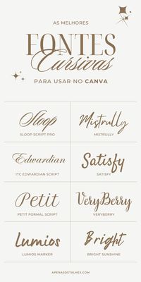 Está em busca de novas fontes para usar em suas criações, como logotipos ou artes digitais para as redes sociais? Fizemos essa seleção com lindas fontes de caligrafia (cursiva, manuscrita, script fonts) para usar gratuitamente no Canva. Clique na imagem e aproveite para conferir mais fontes gratuitas! #fontes #fontecursiva #fontemanuscrita #canva #fontescanva #fontesgratuitascanva #fontesparalogotipo #fontesscript #fontesparaconvite #freefonts #canvafreefonts #fontescaligrafia #fontesbonitas