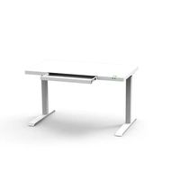 Give yourself the freedom to sit or stand as you power through projects with this adjustable standing desk. Crafted with a metal frame and a glass top, this piece can adjust in height between 27 in. and