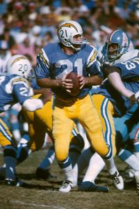 John Hadl 1972: Probably the second greatest uniform in NFL history (I happen to love the Eagles old uniforms, but these are a close second).