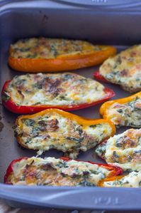 5 Cheese & Spinach Stuffed Sweet Peppers | Gimme Delicious