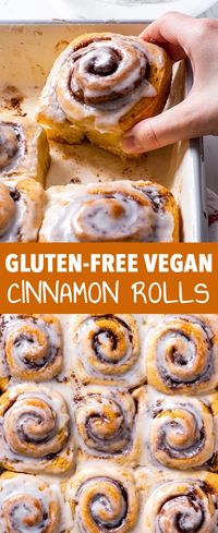 The Ultimate Gluten Free Vegan Cinnamon Rolls - These cinnamon rolls are PERFECT: pillowy-soft, fluffy and wonderfully squishy, you’d honestly never guess that they don’t contain any gluten, eggs or dairy. They’re also incredibly easy to make and the dough is a joy to work with. Overnight cinnamon rolls. Cinnamon buns. Cinnamon scrolls. Gluten free bread recipes. Vegan recipes. Vegan breakfast. Gluten free breakfast.