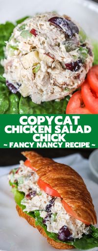 This chicken salad is filled with grapes, apples, pecans, and shredded chicken! It's identical to the Fancy Nancy Chicken Salad from Chicken Salad Chick!