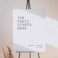 $58.75 | HARLOW The Party Starts Here Wedding Welcome - harlow, minimalist wedding welcome sign, modern wedding welcome sign, elegant welcome sign, minimal wedding, classic wedding welcome sign, wedding welcome foam board, party starts here, party starts here sign