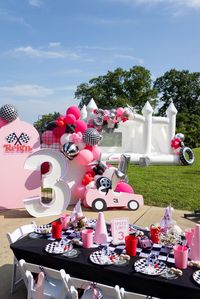 a racing themed kids birthday party with childrens table ideas