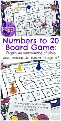 FREE Spring Counting Game to help Kindergarten age kids practice numbers 1 20 (math games, math centers, homeschool)