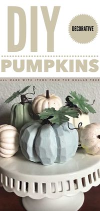 DIY FARMHOUSE PUMPKINS | DIY farmhouse pumpkins have become incredibly trendy and for a good reason. They’re easy to incorporate into any style of home and they’re relatively easy to make. This version is one of the best I’ve seen yet, but how it’s made is the most surprising thing of all. To create these rustic farmhouse pumpkins, you only need a few supplies from the Dollar Tree! | #DIY #crafts #pumpkins #homemade