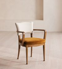 Charleston Dining Chair With Arms, Velvet, Mustard, US - Soho Home