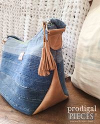 DIY Leather Hobo Denim Bag Refashioned by Larissa of Prodigal Pieces | prodigalpieces.com #prodigalpieces #leather #bag #diy #sewing #refashion