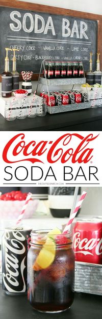 Make any party or gathering a hit with a make it yourself Coca-Cola Soda Bar!  Summer party food and drink ideas!