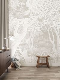 The drawn landscapes and views in this wallpaper give a special spatial effect. Extremely suitable if you don't want too much colour on the wall, but still want to give your interior a little more atmosphere. Kek Amsterdam's designs are printed on the best non-woven wallpaper there is. This type of wallpaper is easy to