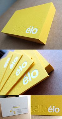 Yellow Letterpress Business Card for Hello Élo