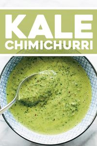 Kale Chimichurri! Lots of kale and green herbs, olive oil and lime juice, any nuts/seeds you have on hand, and a punch of garlic and red pepper flakes. THE BEST. #chimichurri #sauce #vegan | pinchofyum.com