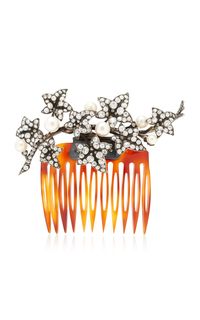 Silver Diamond & Natural Pearl 19th Century Ivy Comb By Stephen Russell Vintage | Moda Operandi