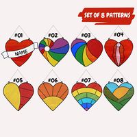 Heart Stained Glass Patterns Pack For Valentines Day Gifts. - Set of 8 stained glass patterns. All different and unique to create your own Valentine's day gifts. 💕 This is a digital download heart stained glass pattern set, not a finished piece. Ready-to-use stained glass pattern. This listing is for a digital pattern of a heart suncatcher for you to use to create your own valentine's day gift. If you are looking for a great easy project to get you started with stained glass, these rainbow hear