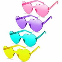 4 Pairs Heart Shaped Rimless Sunglasses Transparent Candy Color Glasses for Package included: you will receive 4 pairs of heart-shaped sunglasses with 4 different colors, the candy-colored transparent lenses give you a natural and clear vision, sufficient quantity and various colors can meet your daily needs and replacement Quality material: these candy-colored sunglasses are made of quality PC material, which is sturdy and reliable, shatterproof and lightweight, not easy to break and can be app