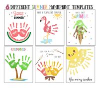 Summer Handprint Bundle Templates / Summer Crafts / Preschool Activity / Toddler Art / Watermelon Crafts / Summer Handprint Craft / Kids by IttyBittyKeepsakeArt on Etsy