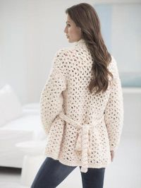 Free Crochet Pattern 70004A Whiter Shade Of Pale Car Coat : Lion Brand Yarn Company ༺✿ƬⱤღ http://www.pinterest.com/teretegui/✿༻