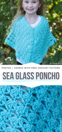 Sea Glass Poncho Free Crochet Pattern #crochetponcho