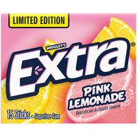 When life gives you lemons, don't make lemonade, chew lemonade! Zest up your day with EXTRA Pink Lemonade Sugar Free Chewing Gum. This limited edition sugar free chewing gum is bursting with the classic sweet and tart flavor of lemonade. The long lasting flavor of EXTRA Pink Lemonade gum makes for long lasting moments with the ones closest to you. Give a stick to your favorite coworker to get over the mid-day slumps, share a stick or two with classmates to keep focus during class, or get ready f