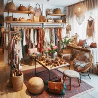 Bohemian shop interior design inspiration AI generated