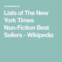 Lists of The New York Times Non-Fiction Best Sellers - Wikipedia