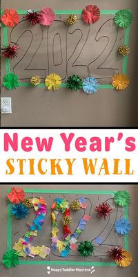 New Year's Eve Sticky Wall - Happy Toddler Playtime