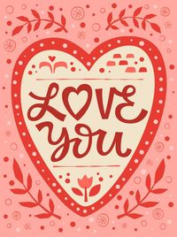 St. Valentine themed lettering illustration card - Love you., Love, #ADVERTISEMENT, #card, #illustration, #Ad