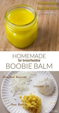 This homemade nipple cream has only three ingredients: beeswax, coconut oil, and shea butter.