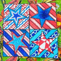 20 NEW, original tiles to decorate - then collaborate - for a rad radial artwork! Stars and Stripes, Fourth of July, patriotic activities.