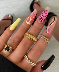 colorful nail ideas, almond nails, mix and match nails, rainbow nail color, nail art, creative nail art, summer nail designs, summer nail colors, acrylic nail ideas