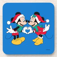 Mickey & Minnie Christmas Love Beverage Coaster Gender: unisex. Age Group: adult. Pattern: graphic.