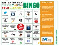 I’ve been working on a system-wide passive program for Teen Tech Week. Inspired by Nerd Craft Librarian, I came up with the BINGO card below. The branch managers are all on board, so now I ju…