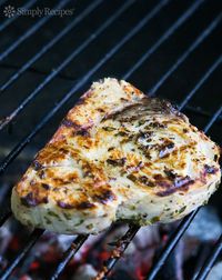 Grilled Swordfish Steaks with Lemon Oregano Marinade ~ Grilled swordfish steaks that have marinated in olive oil, lemon juice, oregano, thyme and garlic ~ SimplyRecipes.com