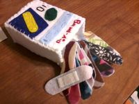 Felt bandaids made with velcro so they can be stuck to stuffed animals.