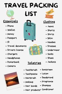 Travel packing list, travel check list, travel for love Travel packing list, travel check list, travel for love, adventure, planning, trip organizing, suitcase #essentials #packing #vacation #travel #travelling