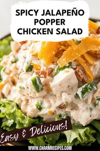 Try this Spicy Jalapeño Popper Chicken Salad for a delicious twist on the classic chicken salad. It's packed with shredded chicken, vibrant jalapeños, crispy bacon, and gooey melted cheese, offering a crunchy and creamy texture you'll love. Perfect for a picnic or a quick lunch, this recipe is easy to whip up and satisfyingly bold. Enjoy the kick of spice combined with savory flavors for a meal that's sure to impress. Whether served on a bun, in a lettuce wrap, or on its own, this chicken salad is a must-try!