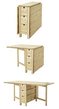 Expandable table storage unit  via IKEA NORDEN Gateleg table, birch