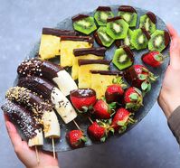 vegan chocolate dipped fruit. fresh, healthy snack from AlphaFoodie