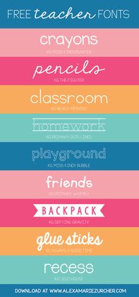 Back to school, back to school! I recently came across a few darling fonts that I think would be PERFECT for teachers. I'm a huge fan of Kimberly Geswein fonts - soooo cute - and the best part about t