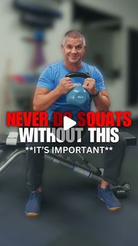 Dr. Rob Jones on Instagram: "❌ Older than 40? STOP squatting unless you do this!

Are you doing squats in your exercise routine? Good, they’re awesome! But I want you to stop and do this very specific warm-up with a band first to maximize the benefits of your squats.

The number one default mistake people make when squatting is letting their knees come in like this. It’s a weak position and not good for your knees, plus it takes your glutes out of the movement. Grab a band and sit up nice and tall in the bottom squat position. All I want you to do is 10 reps, starting with your knees over your big toe and pushing them out so they’re outside of your foot. Doing 10 reps like this will help you feel the side of your glutes engage.

Now, number two is keeping the band in that same position. A 