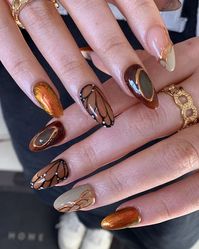 Elegant Brown Gradient Press on Nails Autumn-inspired Fake Nails Sophisticated Butterfly Nail Art Chic Brown Acrylic Nails D42Y - Etsy